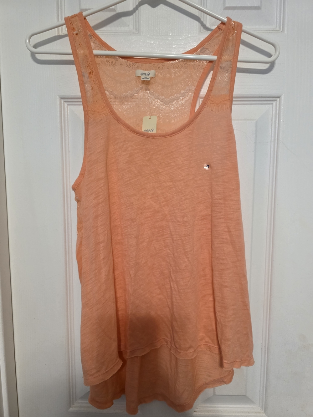 aerie Coral Lace-Back Tank Top